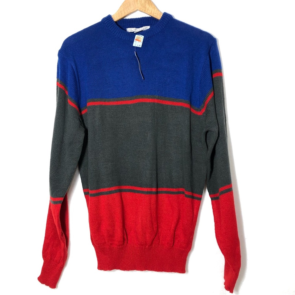 Class One Vintage Deadstock Color Block Pullover Sweater Mens XL 90s